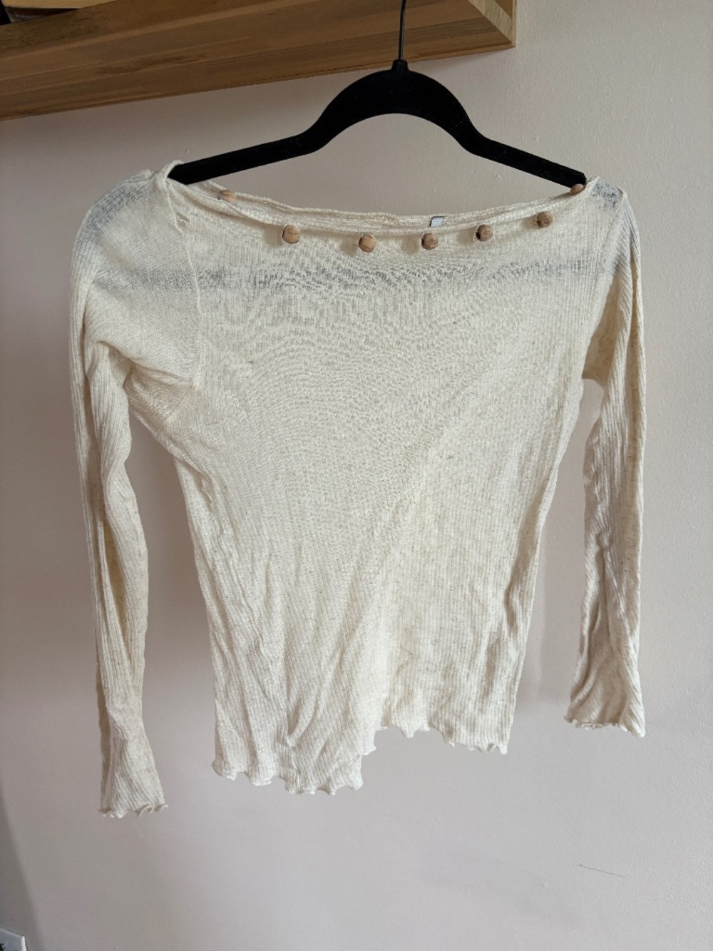 Baserange Cream Long-Sleeve with Wooden Buttons